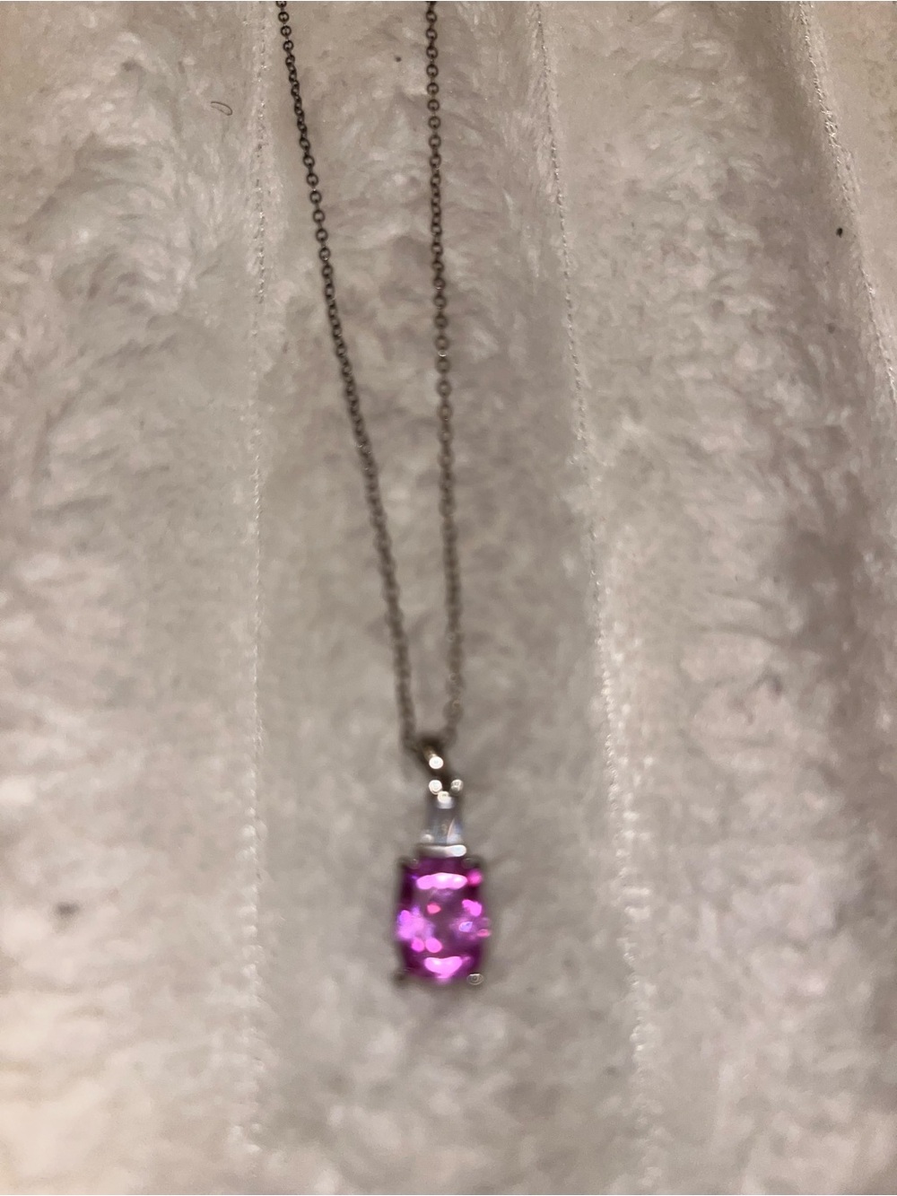 Pink Gemstone Pendant Necklace - Silver Tone